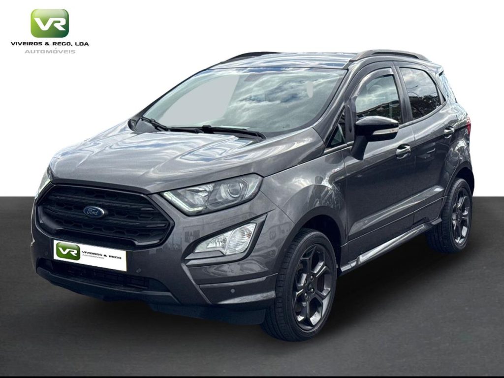 Ford EcoSport 1.0 EcoBoost ST-Line cinzento, visto de frente e de lado